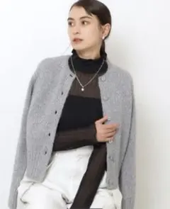 OPAQUE.CLIP グレー ラメニット カーディガン 長袖