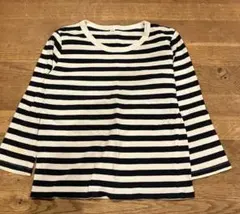 長袖カットソー 黒と白のストライプ 110cm