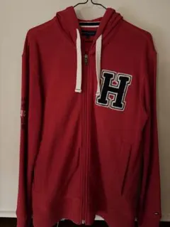 TOMMY HILFIGER レッド フルジップパーカー