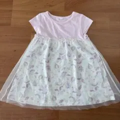 ピンク フリル付き 半袖ワンピース 110