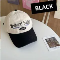 【新品】古着　刺繍　ベースボールキャップ　ストリート アメカジ　ブラック　黒