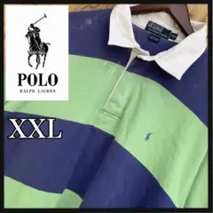 Polo★ラルフローレン★ハーフジップ★ボーダー★ワンポイント★ラガーシャツ古着