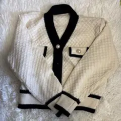 GRL ダイヤ柄編み配色Vネックニットカーディガン