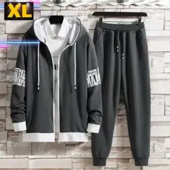 メンズ ストレッチセットアップ ジャージ 上下　ウォーキング　スポーツ グレー