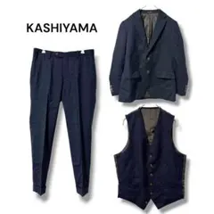 KASHIYAMA カシヤマ スリーピース スーツ ネイビー チェック 1296
