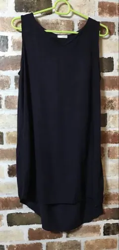 レディースNo.26【匿名配送】前短めチュニックワンピ インナーワンピ ネイビー