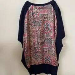 n'Orヴィンテージ柄バックプリントTシャツ　カットソー 異素材切替 ドルマンのサムネイル