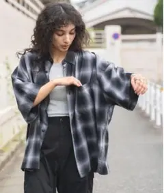 wego オンブレチェックビッグシャツM used