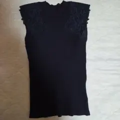 アプワイザーリッシェ 花柄刺繍ネイビー ノースリーブ