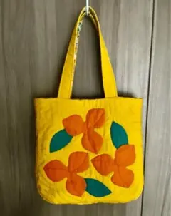 ハワイアンキルト　アップリケキルト　トートバッグ　ハンドメイド
