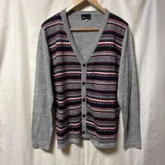 【美品】TK MIXPICE ニット カーディガン 柄 グレー メンズ Lのサムネイル