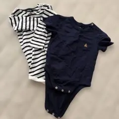 GAPネイビーロンパース　ボーダーロンパースセット