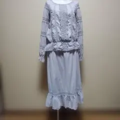 値下げ　JILLSTUART グレー 長袖 レース装飾 セットアップ