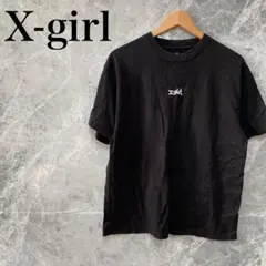 X-girl レディース L 黒 Tシャツ ストリート 古着 ビッグロゴ 半袖のサムネイル