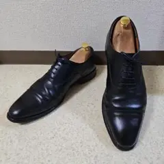 【スコッチグレイン】ブラックレザーストレートチップドレスシューズ 27cm