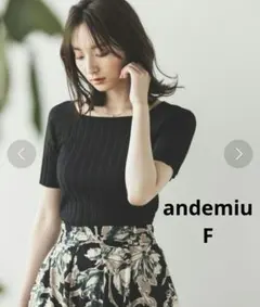 andemiu ワイドリブボートニット ブラック F