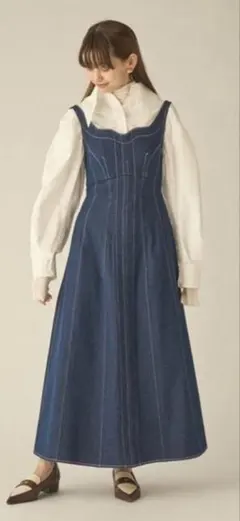 SNIDEL ステッチコルセットライクジャンスカ デニム