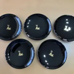 黒塗り　小皿5枚セット　金のうさぎ柄