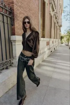 極美品ZARA(ザラ)ブラウンサテンパーカー