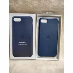 (W017)アップル純正iPhone7/8/SE2/SE3レザーケース　ブルー