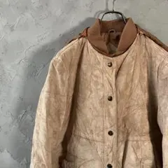 ヴィンテージ　レザージャケット　フルジップ　袖切替　中綿　ブラウン　古着　HD9