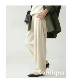 【未使用】ANTIQUA/アンティカ　テーパードパンツ　アイボリー　L