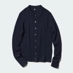 UNIQLO メリノリブポロカーディガン ネイビー