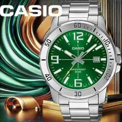新品カシオ逆輸入メンズ50m防水シンプルで視認性高いエメラルドグリーンク腕時計のサムネイル