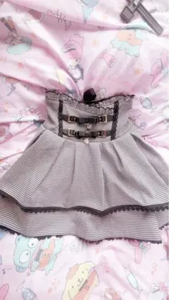 LIZLISA 2連リボンベルトスカパン グレー