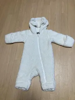 ホワイト フード付きもこもこアウター