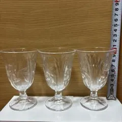 カットガラス脚付きグラス 3個セット