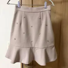 トランテアンソンドゥモード　ビジュー付きフレア台形スカート 36 ピンク