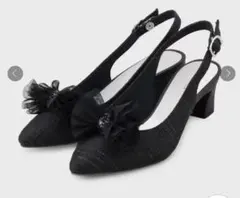 esperanza シフォンリボン付きバックストラップパンプ