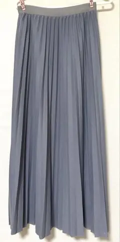 【美品】プリーツロングスカート ブルーグレー F