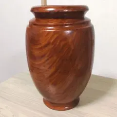 4F 銘木 工芸品 木製花瓶 壺 杢目 縁起物 還暦祝 熊谷吉雄 銘あり