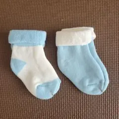 水色と白のベビー靴下