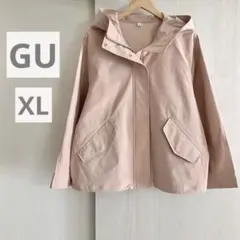 GU ジーユー 撥水 マウンテンパーカ XL ピンク フード付き ドローコード付