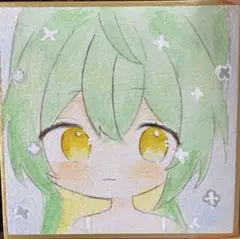 手描きイラスト　豆色紙 オリジナル 原画