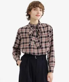 【マッキントッシュフィロソフィー】ダブルカバーツイルチェックブラウス Mサイズ