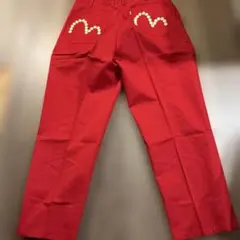 [トレンドカラー]EVISU エヴィス ドット カモメ刺繍 ゴルフパンツ レッドのサムネイル