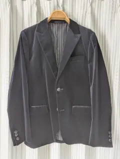 COMME CA ISM ブラック ベルベット テーラードジャケット Lサイズ