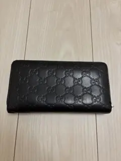 GUCCI グッチ シマラウンド 長財布 ラウンドファスナー GG柄 レザー　黒