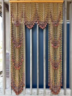 レア☆ビーズカーテン 昭和レトロ 平成レトロ ポップ 赤 オレンジ 白
