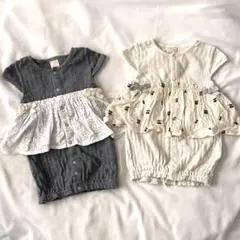 【プティマイン】50-70 2wayオール 2点セット さくらんぼ刺繍 フリル