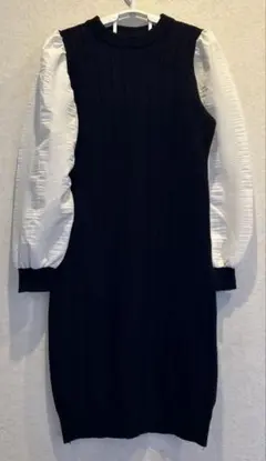 GRL バルーンスリーブ ブラック　ロングニットワンピース　秋　冬