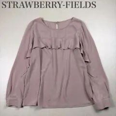ストロベリーフィールズ 美品 とろみ ラッフルフリルブラウス 微光沢 タック