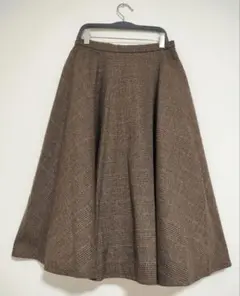 w closet ダブルクローゼット チェック柄 フレアスカート ブラウン