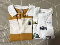 ロンパース2点セット クマと乗り物刺繍