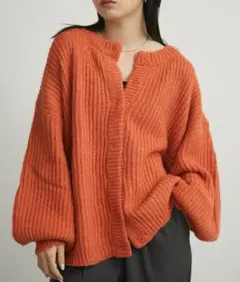 Aunt Marie's ミックスボリュームニットカーディガン