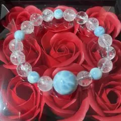 【高品質】ラリマーと水晶のブレスレット